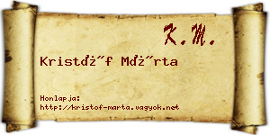 Kristóf Márta névjegykártya